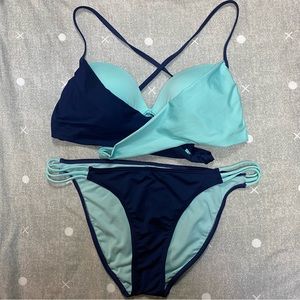 La Vie En Rose Navy and Aqua Bikini